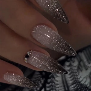 π 24pcs French Almond Press-On Nails β White Edge with INS Pink Style