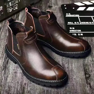 Luxury Men's Chelsea Boots - Retro High-Top Leather Ankle Boots for 2024 Fashion