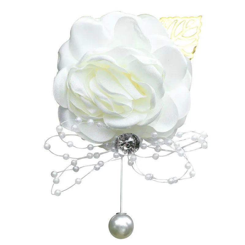 Elegant Wedding Wrist Corsage & Boutonniere Set β Perfect for Your Special Day