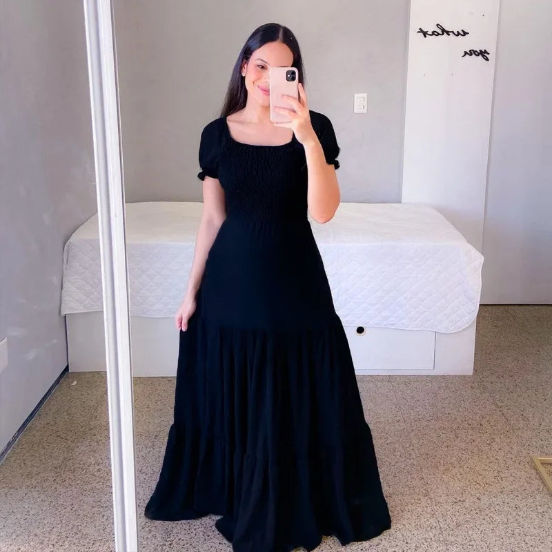 Embrace Elegance with Our Off-Shoulder Fragrant Long Solid Color Women's Dress