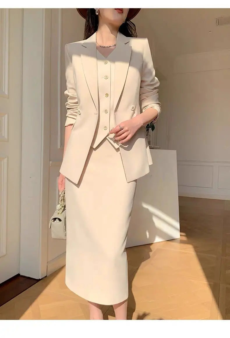 👑 Advanced Temperament Women’s Professional Three-Piece Suit Set