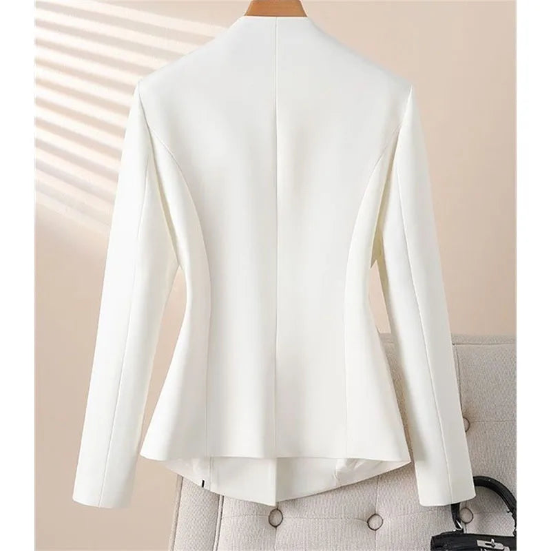 GoodβLooking Splice Collarless Suit Jacket β Womenβs 2026 New Short Blazer