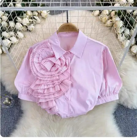 OCEANLOVE 3D Floral Blouse β Elegance in Every Petal πΈ