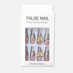 🦋 Bright Shining Butterfly False Nails – Sparkle, Style & Delicate Charm