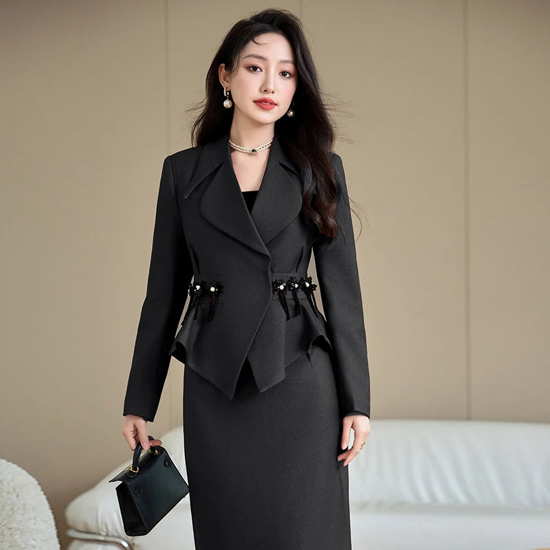 2024 Autumn Two-Piece Set ✨
Blazer Coat + High Waist Skirt | Elegant • Professional • Effortlessly Stylish