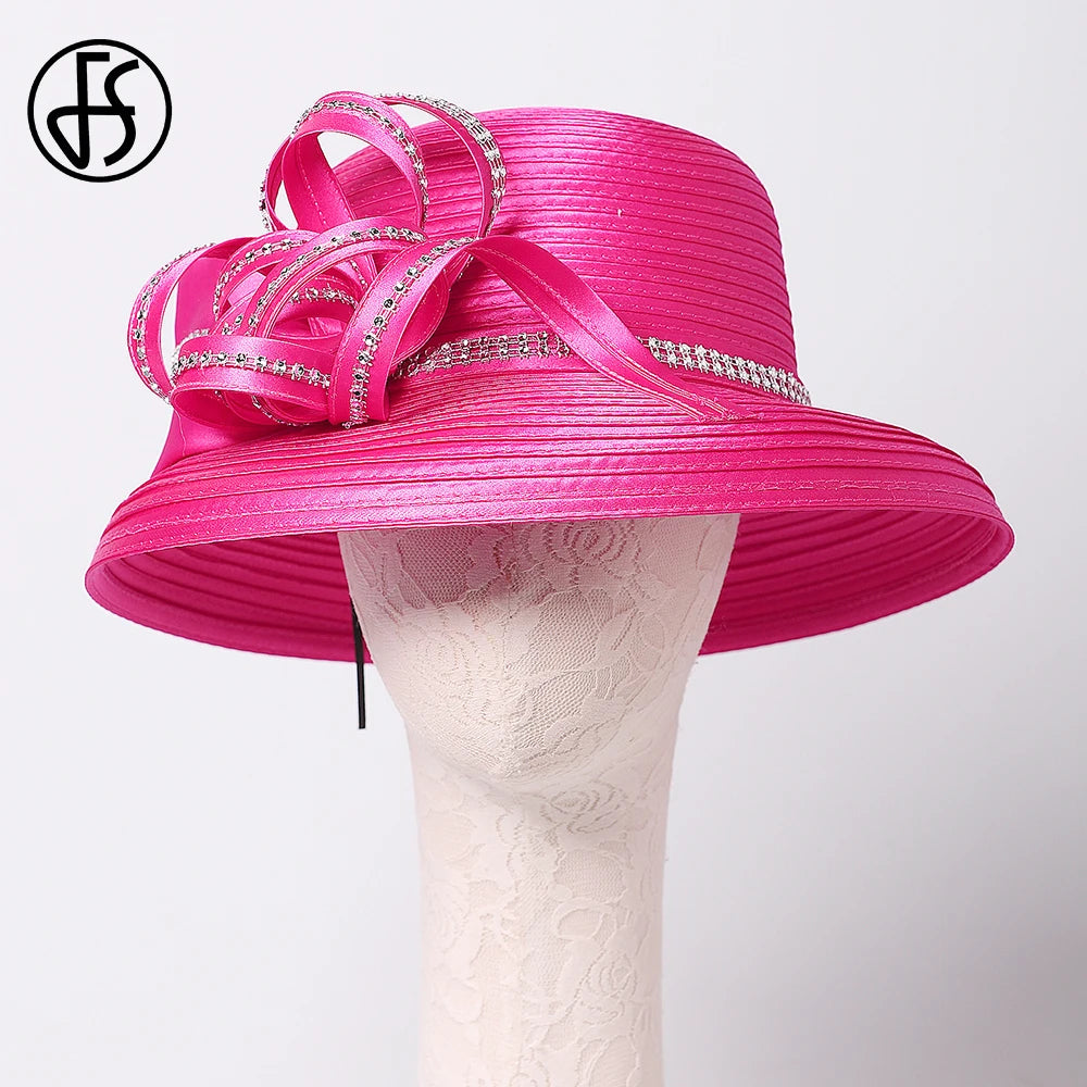 FS Lady Elegant White Wide Brim Hat β Perfect for Tea Parties, Weddings & Church