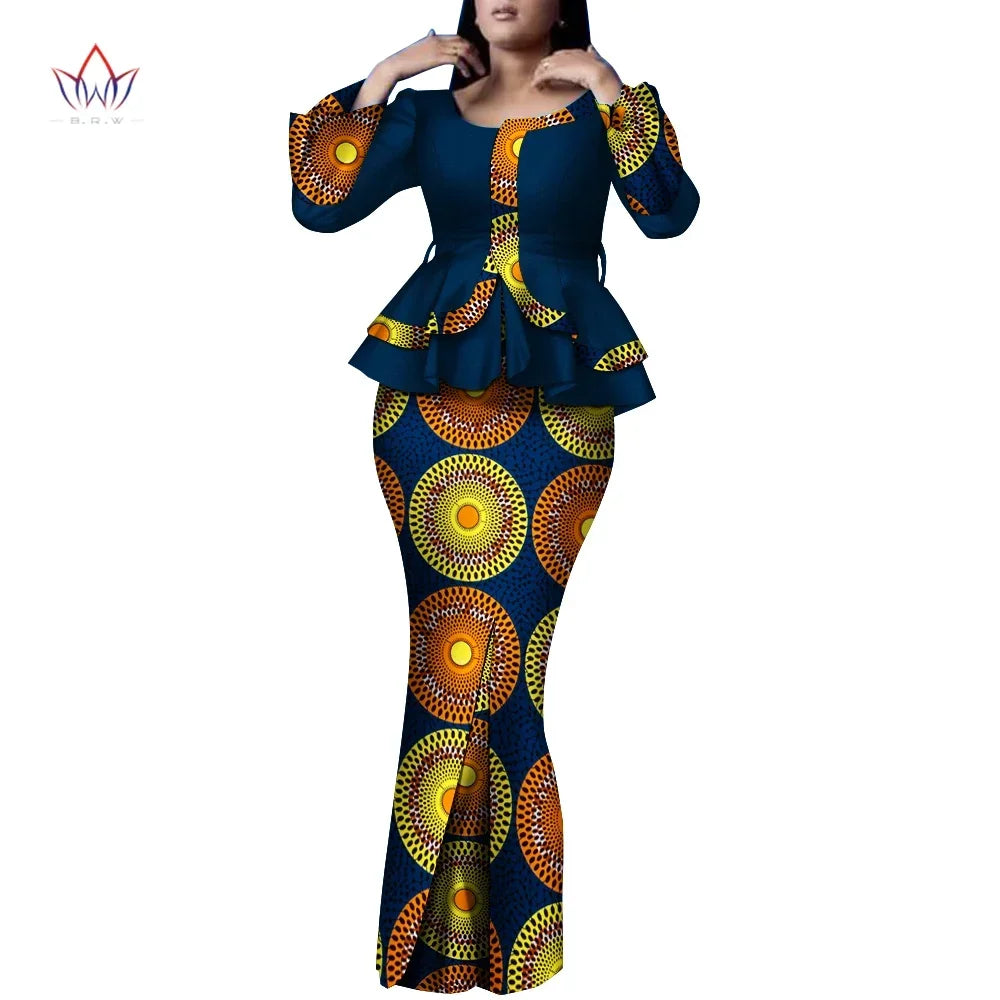 π Summer African Traditional Outfit for Women β Bazin Riche Top & Skirt Set (WY9926)