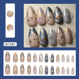 ๐ผ 24pcs White Flower Press-On Nails โ INS Yellow & Pink Blush Tones