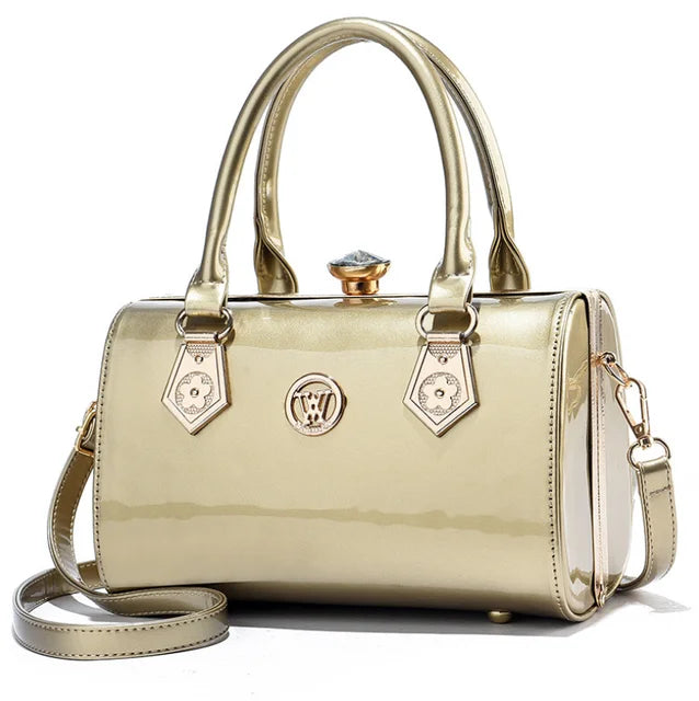 Luxury Patent Leather Women’s Bag – European Diamond Handbag