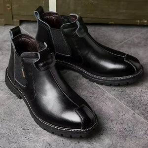 Luxury Men's Chelsea Boots - Retro High-Top Leather Ankle Boots for 2024 Fashion