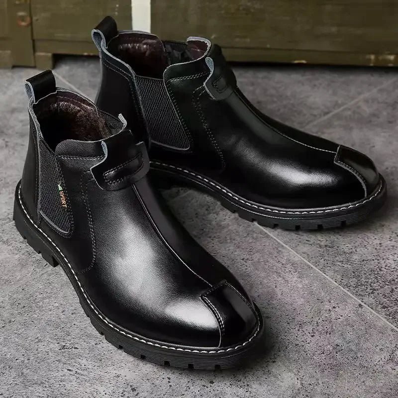 Luxury Men's Chelsea Boots - Retro High-Top Leather Ankle Boots for 2024 Fashion