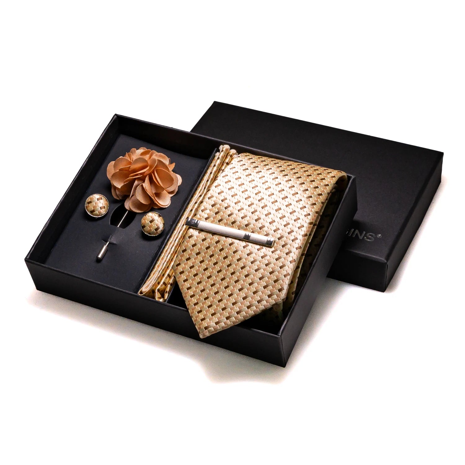 Orange Plaid Silk Wedding Tie Set β Luxury Gift Box Edition