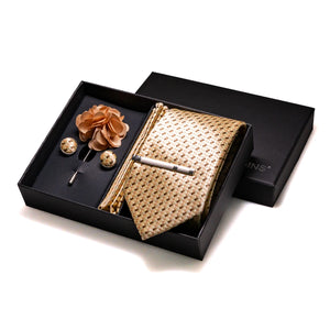 Orange Plaid Silk Wedding Tie Set – Luxury Gift Box Edition