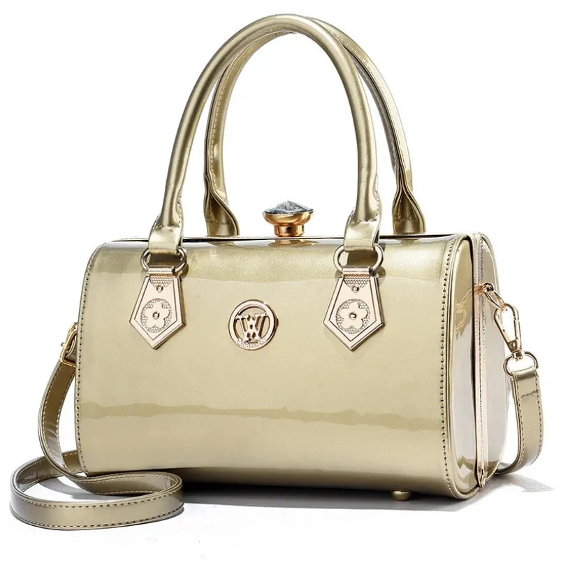 Luxury Patent Leather Women’s Bag – European Diamond Handbag