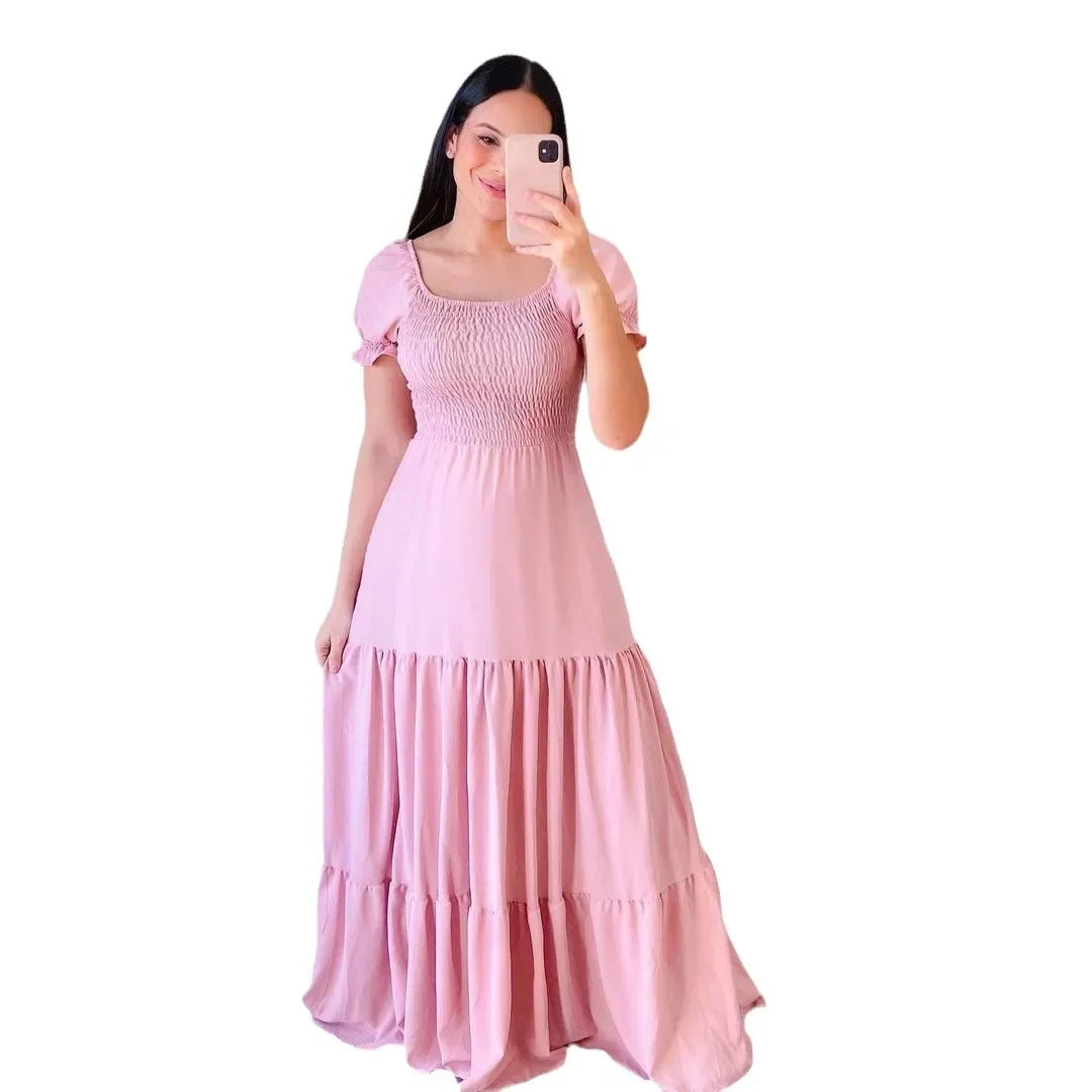 Embrace Elegance with Our Off-Shoulder Fragrant Long Solid Color Women's Dress