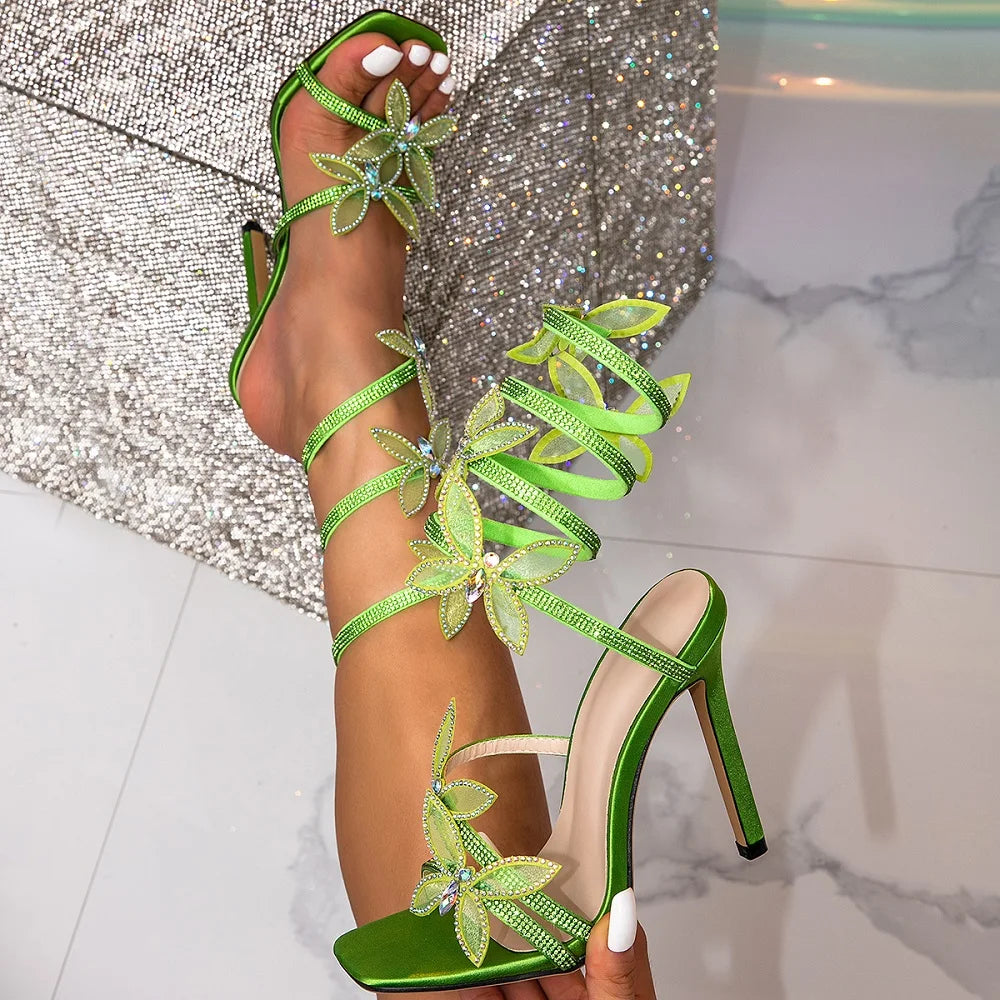 Eilyken Crystal Butterfly-Knot Ankle Strap Sandals ✨🦋