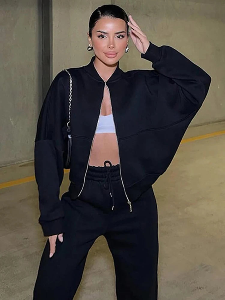 Women’s Solid Hoodie & Long Pants Set – Chic Casual 2‑Piece Suit (2025 Collection)
