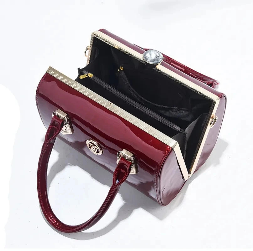 Luxury Patent Leather Women’s Bag – European Diamond Handbag