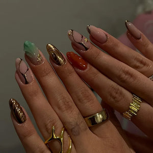 β 24pcs Simple French Almond Press-On Nails β Chic Stars & Easy Style