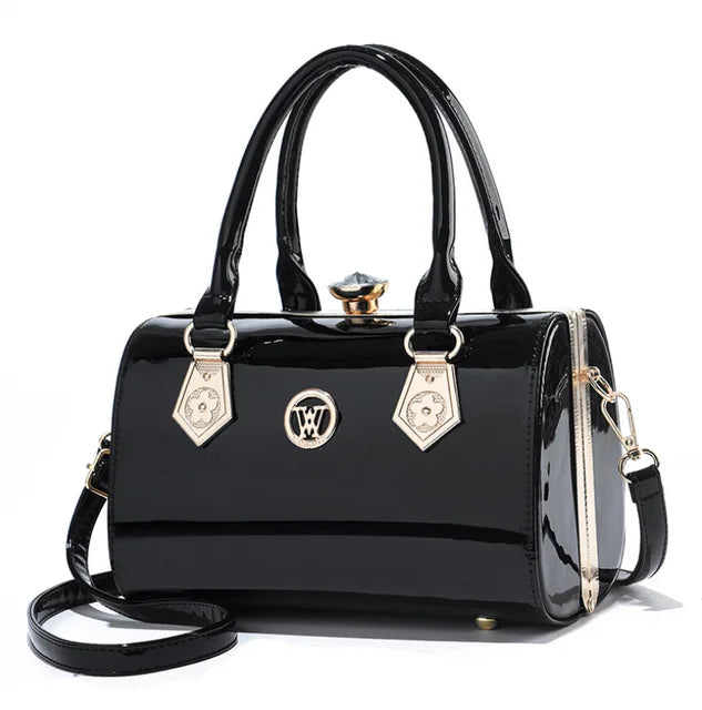 Luxury Patent Leather Women’s Bag – European Diamond Handbag