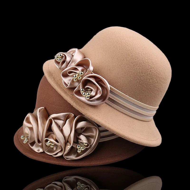 Elegant Adjustable Flower Decorated Hat