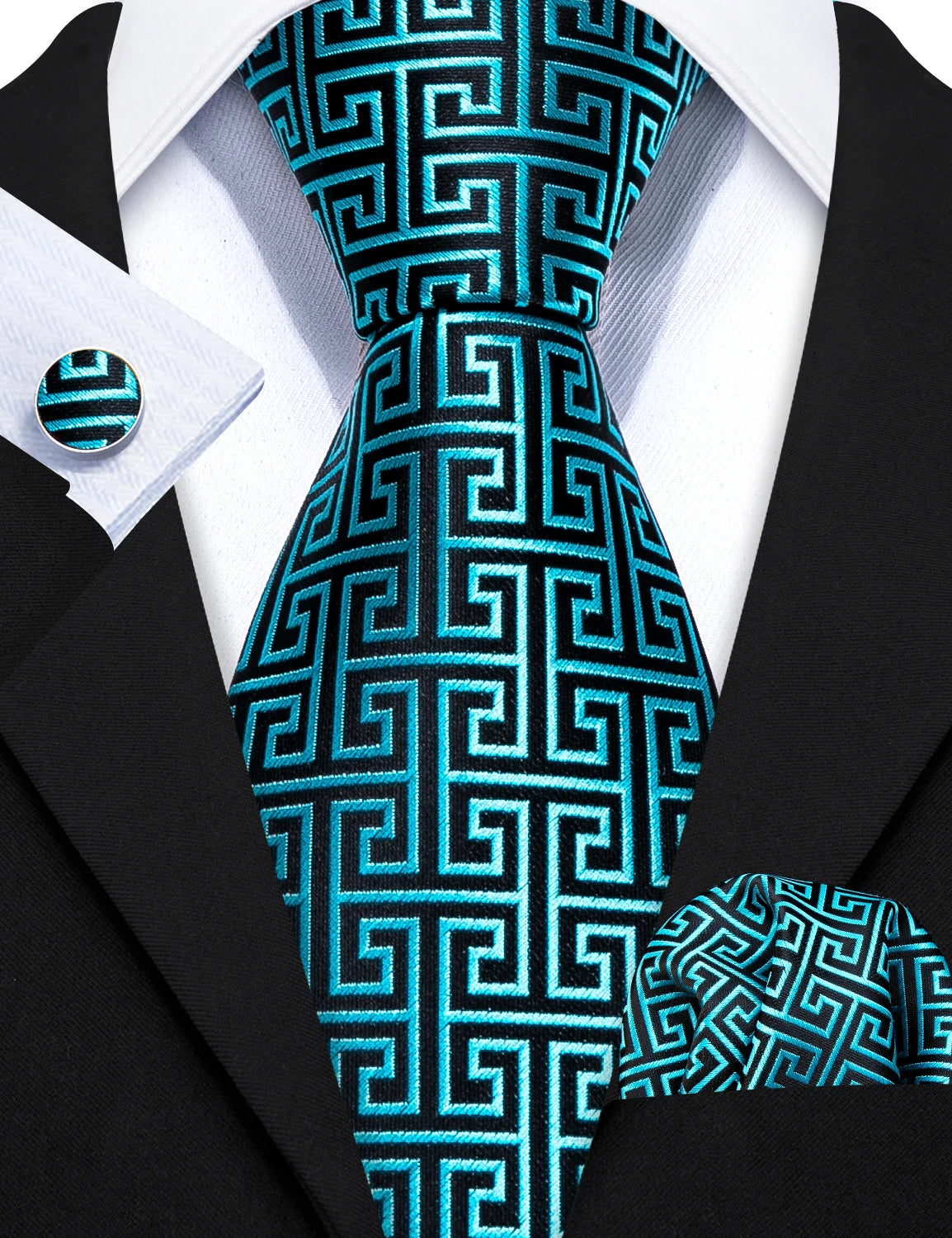 Fashion Teal Novelty Men Tie Set by Barry Wang
