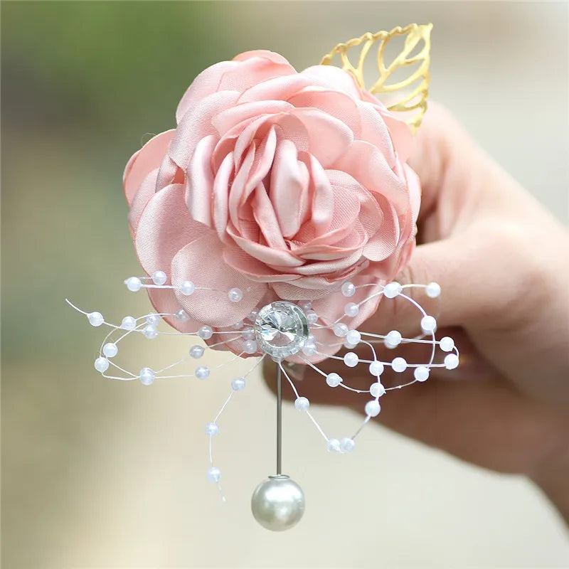 Elegant Wedding Wrist Corsage & Boutonniere Set β Perfect for Your Special Day