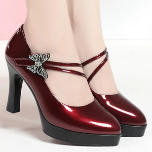 Spring & Autumn High-Heeled Leather Shoes
