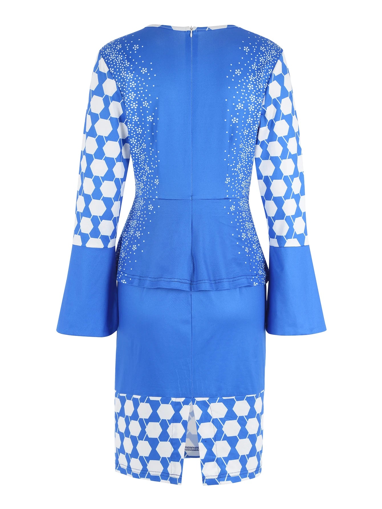 Geometric Print 2-in-1 African Print Church Dress β Blue Pencil Bodycon