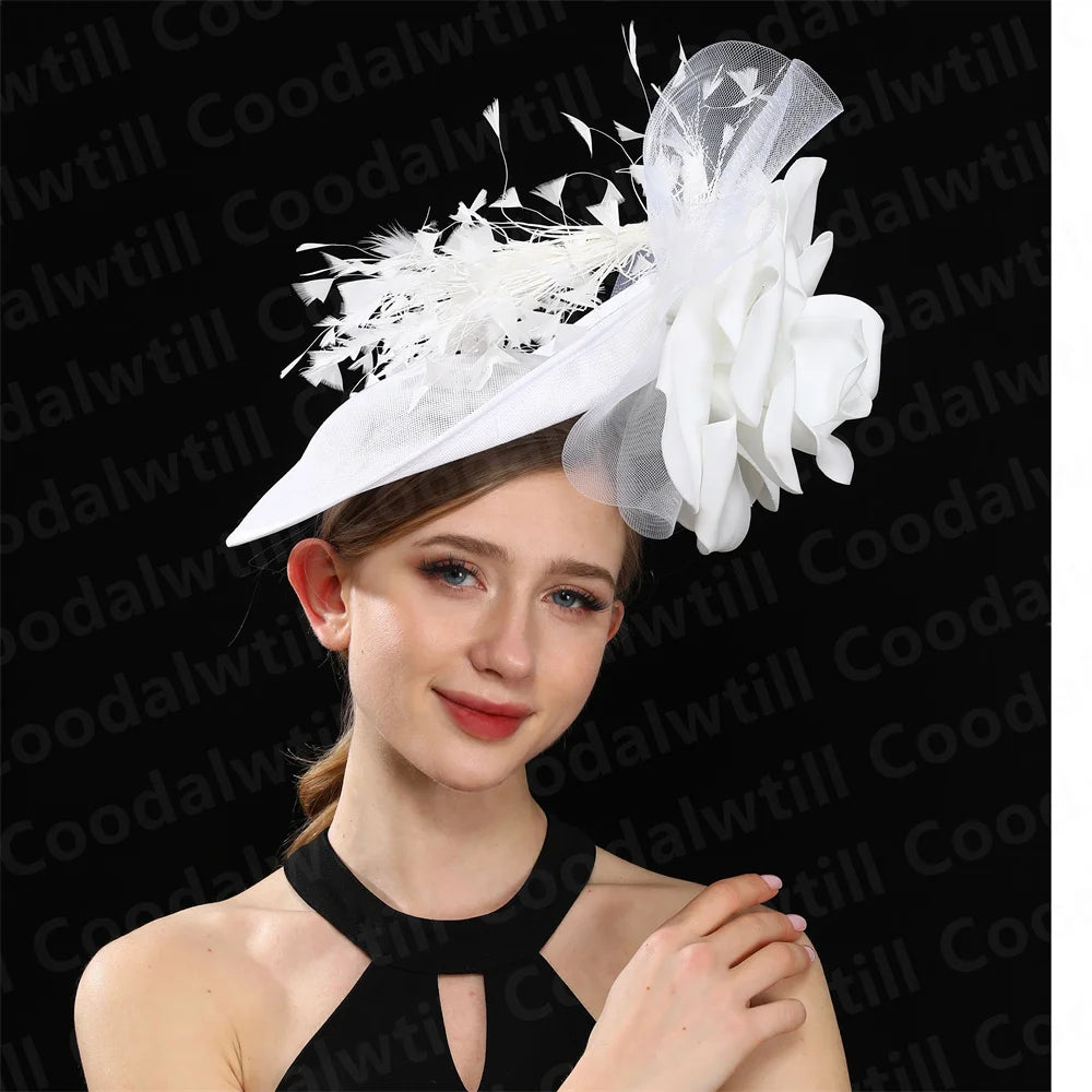 πΈ Big Flower Wedding Fascinator Hat β Elegant Womenβs Headpiece for Special Occasions