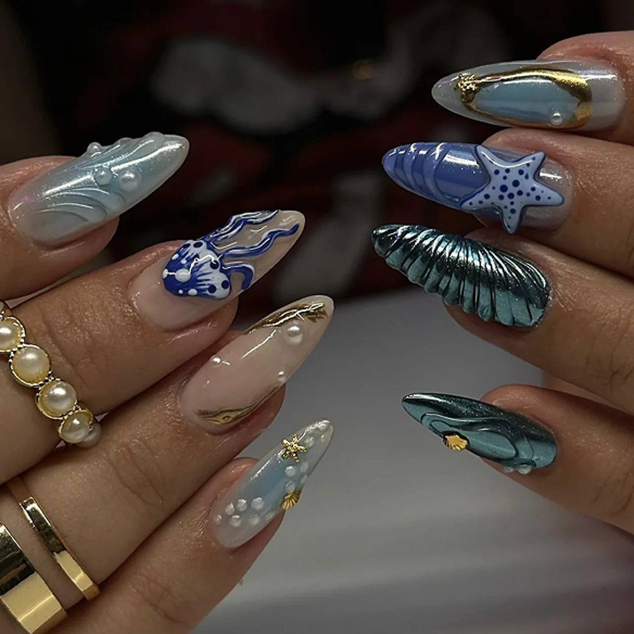πΈ 24pcs Pink Almond Press-On Nails β Sweet Summer Floral with Pearls