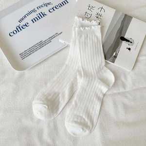 🧦 Women’s Summer Hollow Mesh Tube Socks – “Ear Fungus” Edge Pile Socks