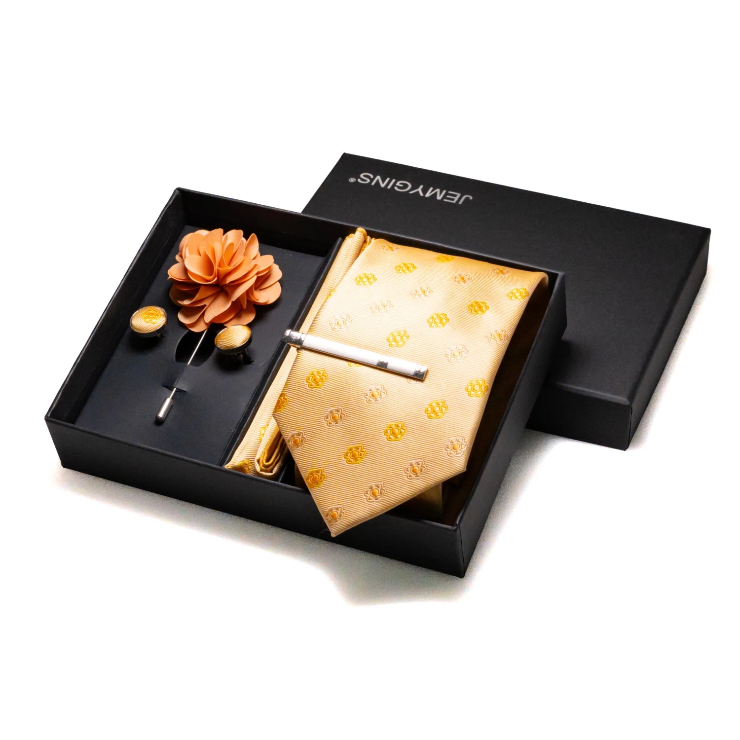 Orange Plaid Silk Wedding Tie Set β Luxury Gift Box Edition