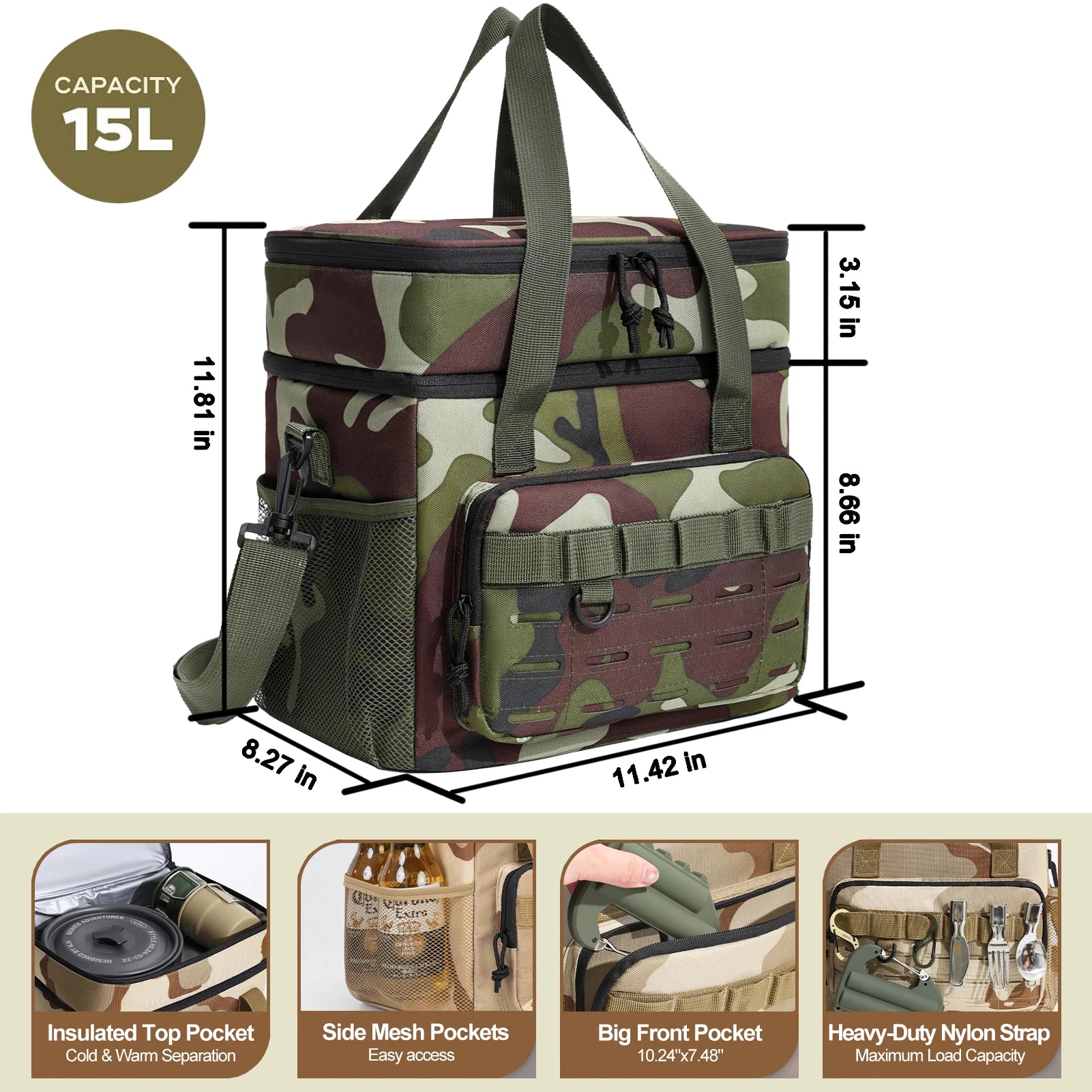 Men's Insulated Lunch Bag β Durable, Leak-Proof Soft Cooler Bag (18L / 20 Cans)