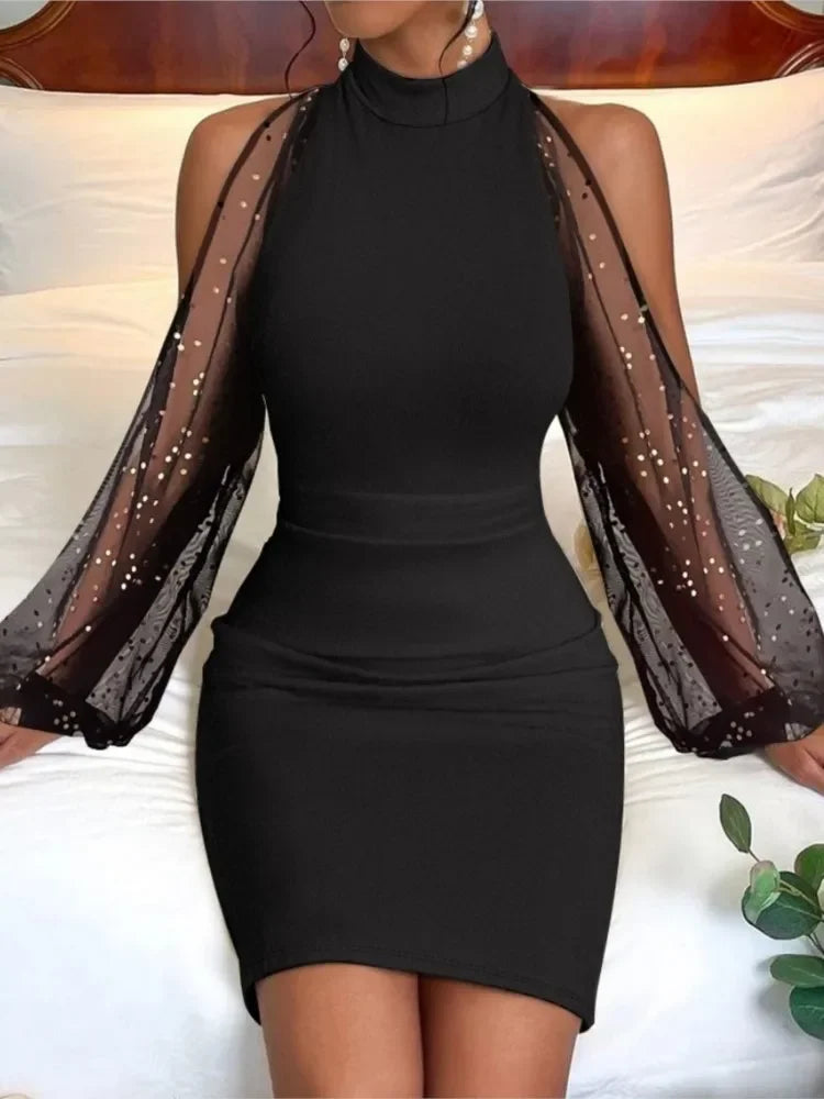 Elegant Lace Lantern Sleeve Dress – A Statement of Grace & Style