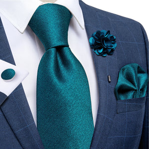 Blue Silver Paisley Neck Tie Set for Men