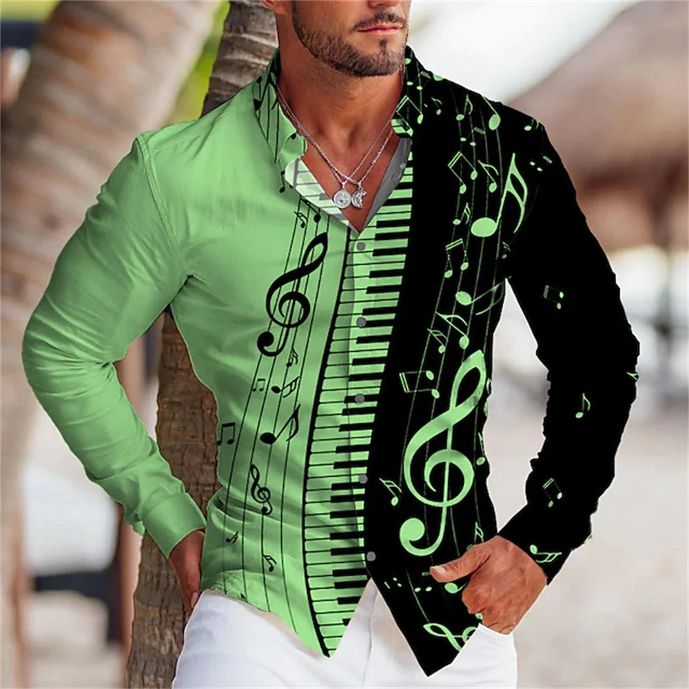 π΅ Summer 2023 Music Button-Up Shirt β Stylish & Comfortable! π΅