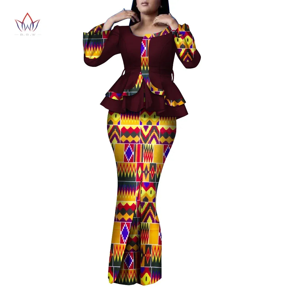 π Summer African Traditional Outfit for Women β Bazin Riche Top & Skirt Set (WY9926)