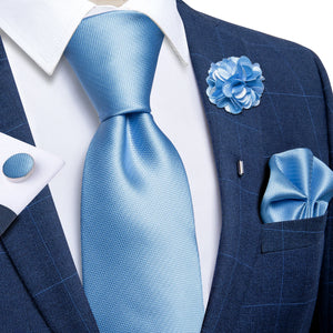 Luxury Yellow Solid Silk Tie Set for Men