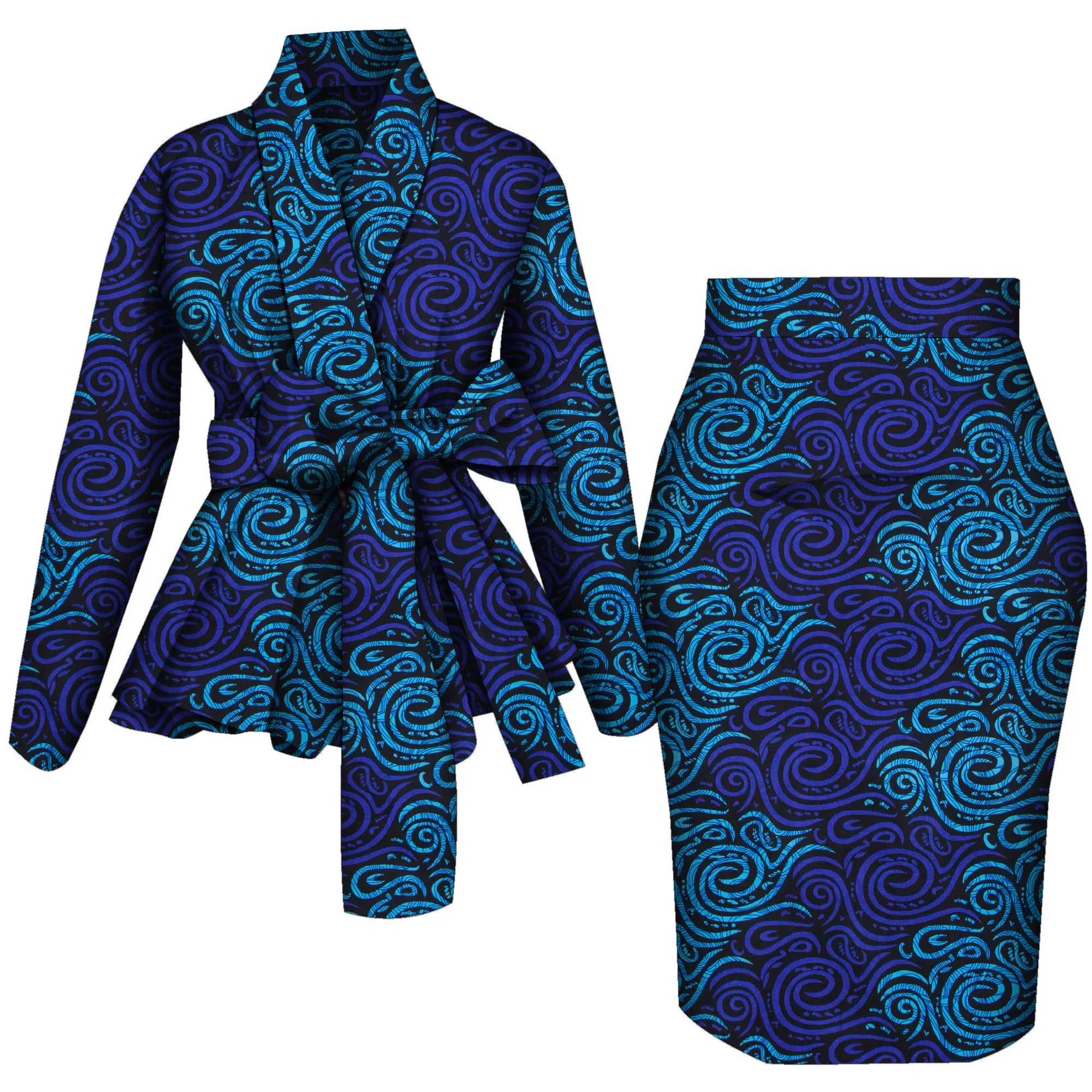 🌺 African Women Top & Skirt Set – Long Sleeve Ankara Print Suit (WY10871)