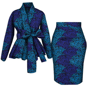 🌺 African Women Top & Skirt Set – Long Sleeve Ankara Print Suit (WY10871)