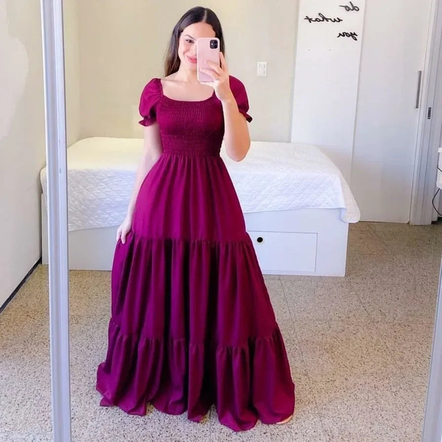 Embrace Elegance with Our Off-Shoulder Fragrant Long Solid Color Women's Dress