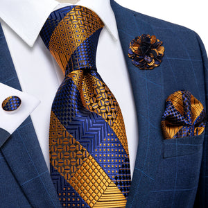 Luxury Yellow Solid Silk Tie Set for Men