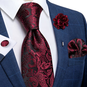 Blue Silver Paisley Neck Tie Set for Men