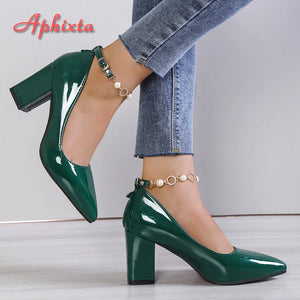 ✨ Aphixta 2024 New Luxury Rhinestone & Pearl Chain Pumps