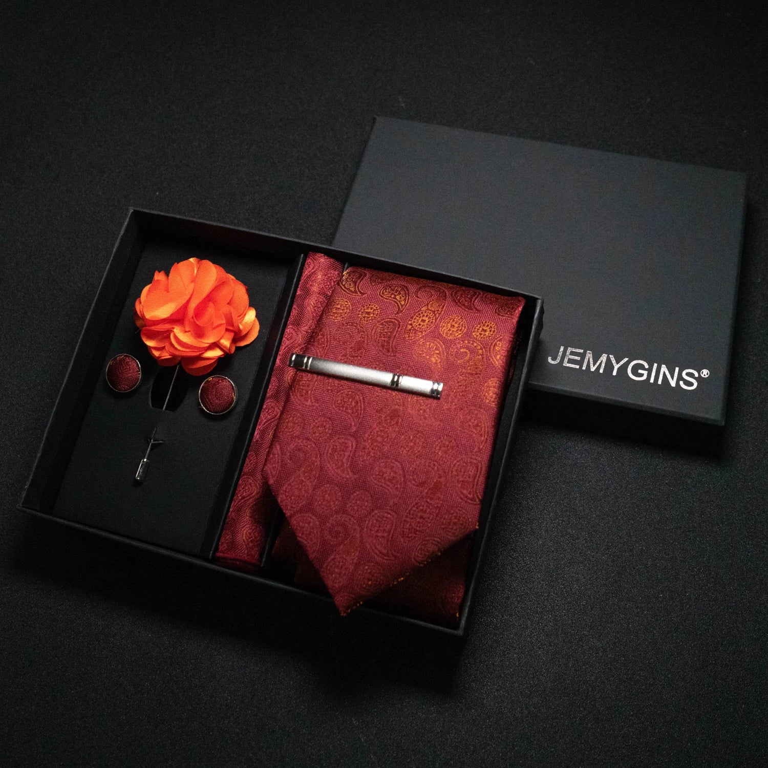 Wine Red Paisley Silk Tie Set – A Touch of Elegance for Every Occasion