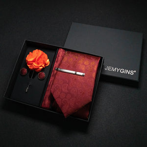 Wine Red Paisley Silk Tie Set – A Touch of Elegance for Every Occasion