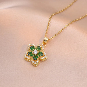 πΈ Light Luxury Zircon Rotatable Flower Pendant Necklace