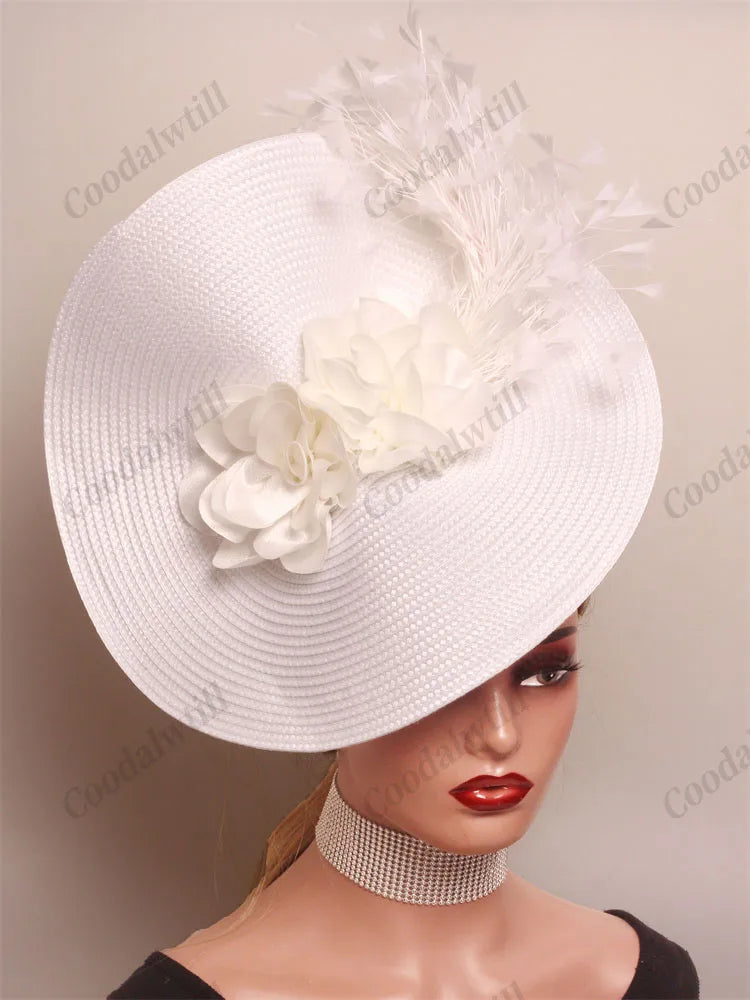 π© Big Derby Race Fascinator Hat β Elegant Pillbox with Flowers & Feathers
