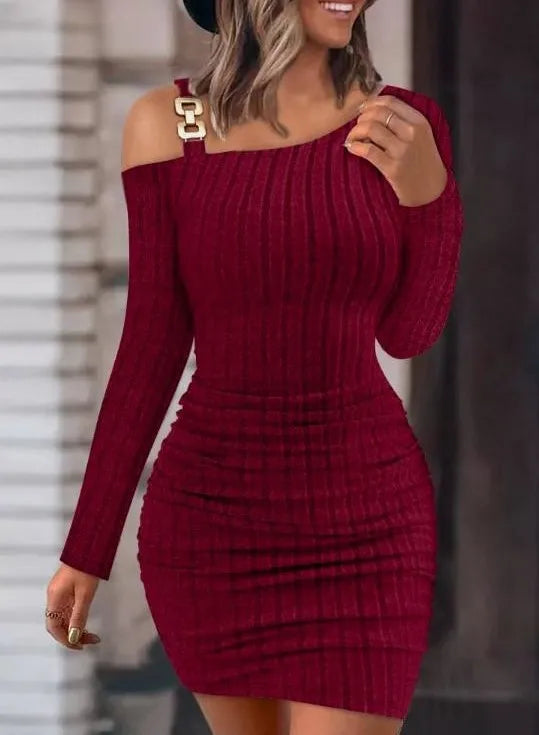 Sexy Chain Off-Shoulder Mini Dress β Autumn & Winter Chic
